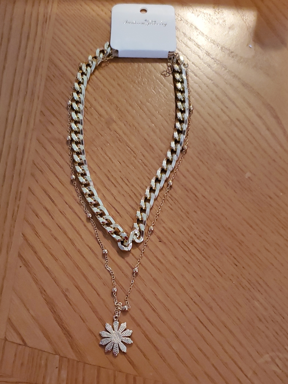 Gold-Tone Layered Daisy Pendant Necklace - Women Jewelry